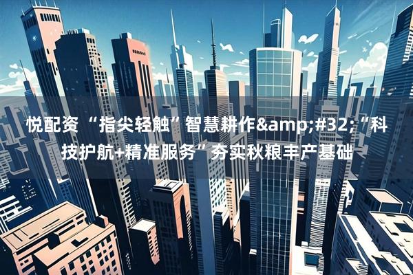 悦配资 “指尖轻触”智慧耕作&#32;“科技护航+精准服务”夯实秋粮丰产基础